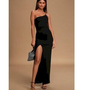 Lulus Keeper of My Heart Black One-Shoulder Maxi Dress Size XS NWOT